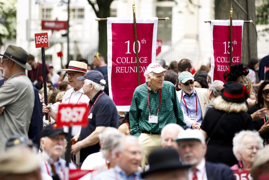 Alumni take their seats during Harvard Alumni Day, 2025.