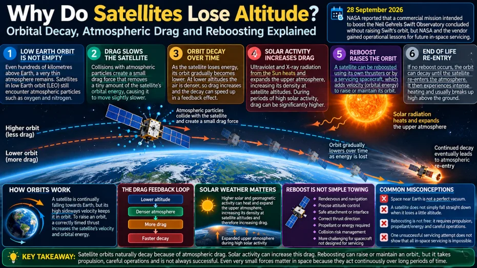 Why Do Satellites Lose Altitude? Orbital Decay, Atmospheric Drag and Reboosting Explained