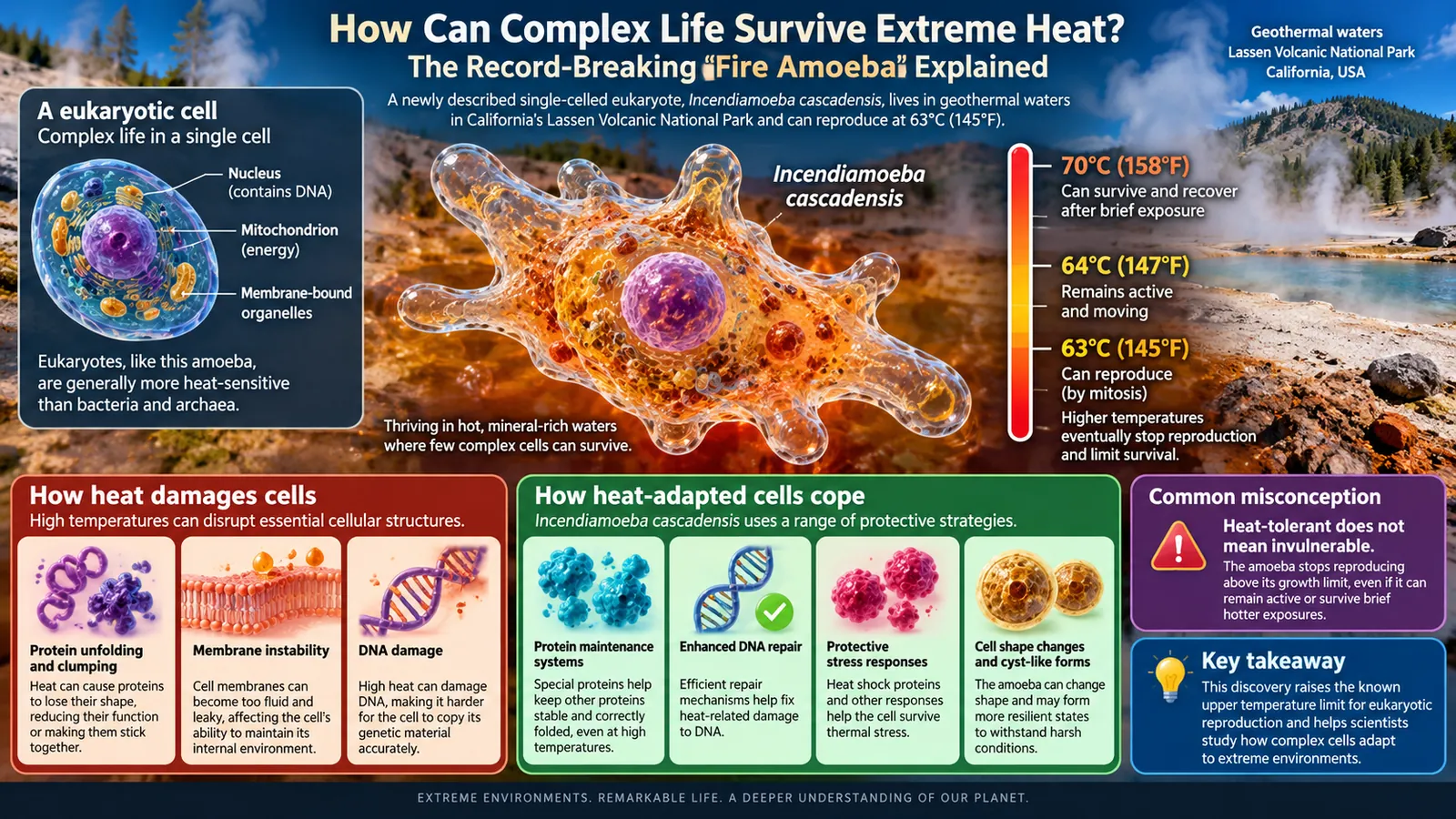 How Can Complex Life Survive Extreme Heat? The Record-Breaking ‘Fire Amoeba’ Explained