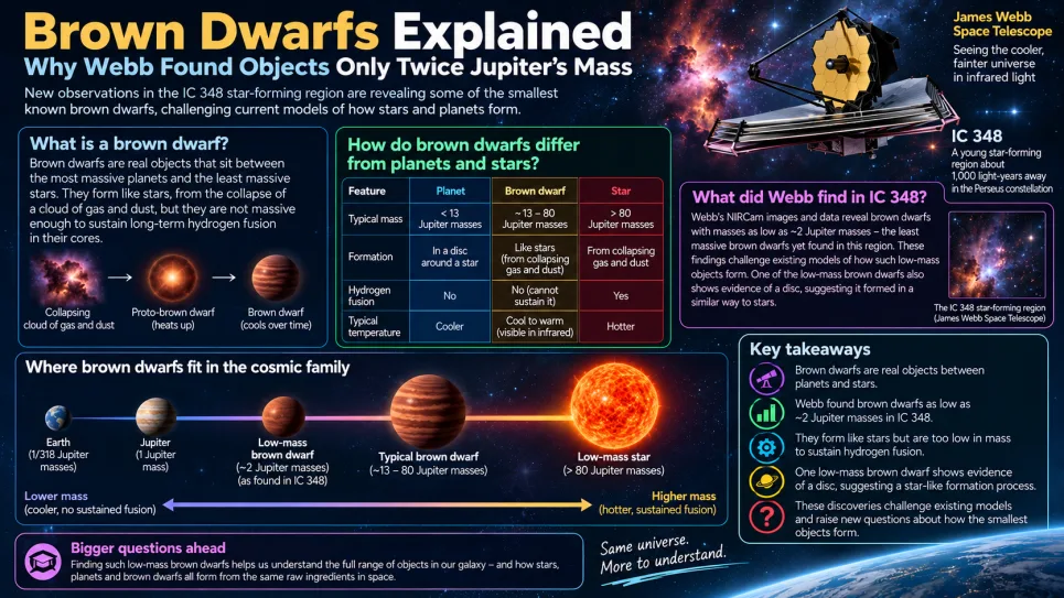Brown Dwarfs Explained: Why Webb Found Objects Only Twice Jupiter’s Mass