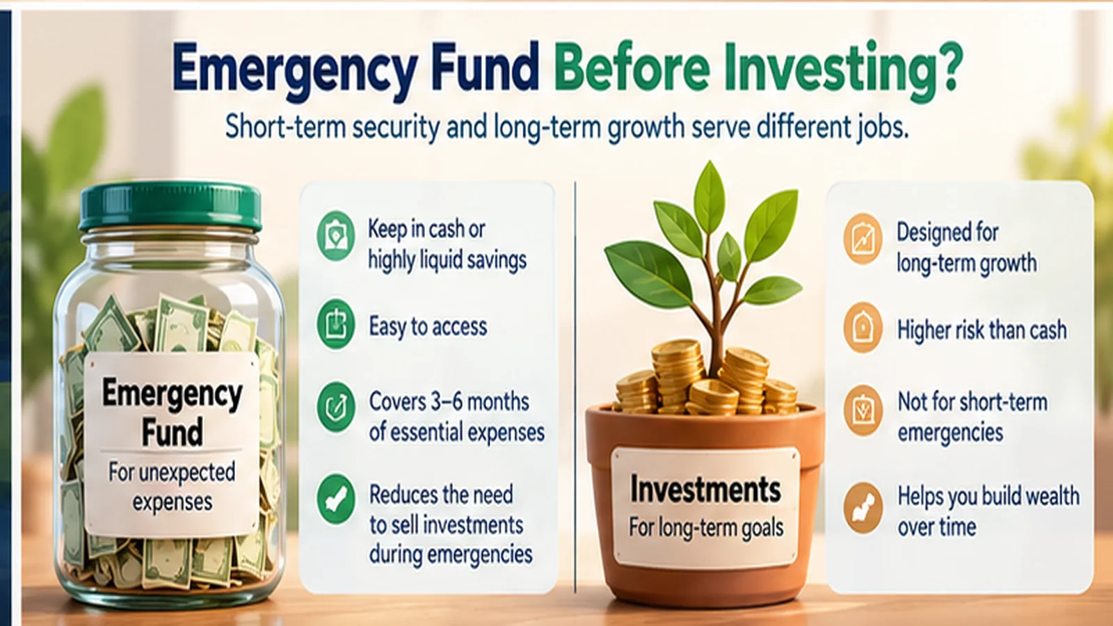 Emergency Fund Before Investing? How Cash Reserves and Long-Term Investing Serve Different Jobs