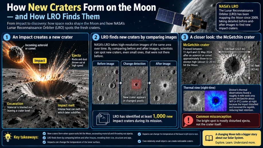 How New Craters Form on the Moon — and How LRO Finds Them
