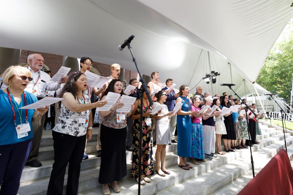 Alumni from Harvard choral groups perform during Harvard Alumni Day, 2026.